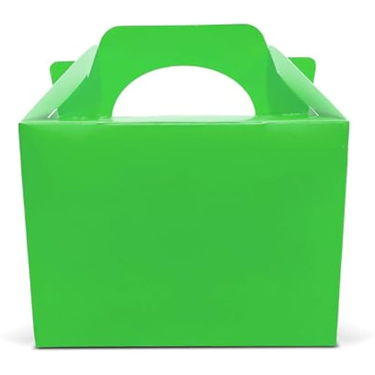 Lotus 50 x Children/Kids Plain Coloured Party Boxes Carry Food Meal Fun Picnic Birthday Wedding Favour/Baby Shower Party Halloween Trick or Treat Box Loot Bag (Neon Green)