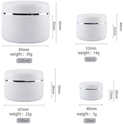 100ML White Plastic Cosmetic Jars Slime Jars Storage Cosmetic Containers Pots Jars with Screw on Lids and Liners for Lotions Creams and Body Scrub- 6 Pack
