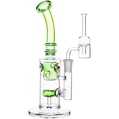Glass Honeycomb Bong Handmade Water Pipe Perc Wax 14.4mm Bongs with Quartz Banger Cap Bowl for Bongs (Green)
