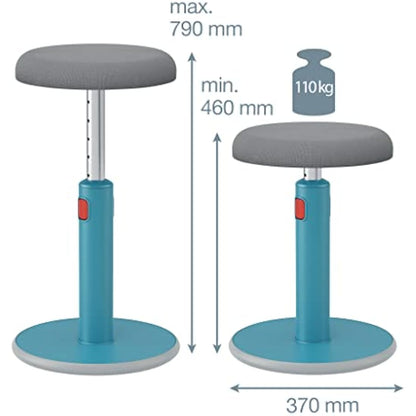 Leitz Active Sit Stand Stool, Ergonomic Height Adjustable 46cm To 79cm Wobble Stool, Round Swivel Office Desk Chair/ Stool, Ergo Cosy Range, Calm Blue, 65180061