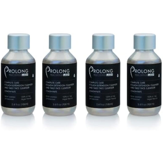 Prolong Lash Eyelash Extension Shampoo - Foaming Cleanser Concentrate for Eyelash Extensions - Eyelashes and Face - Removes Makeup & Debris - 100 ml (Pack of 4)