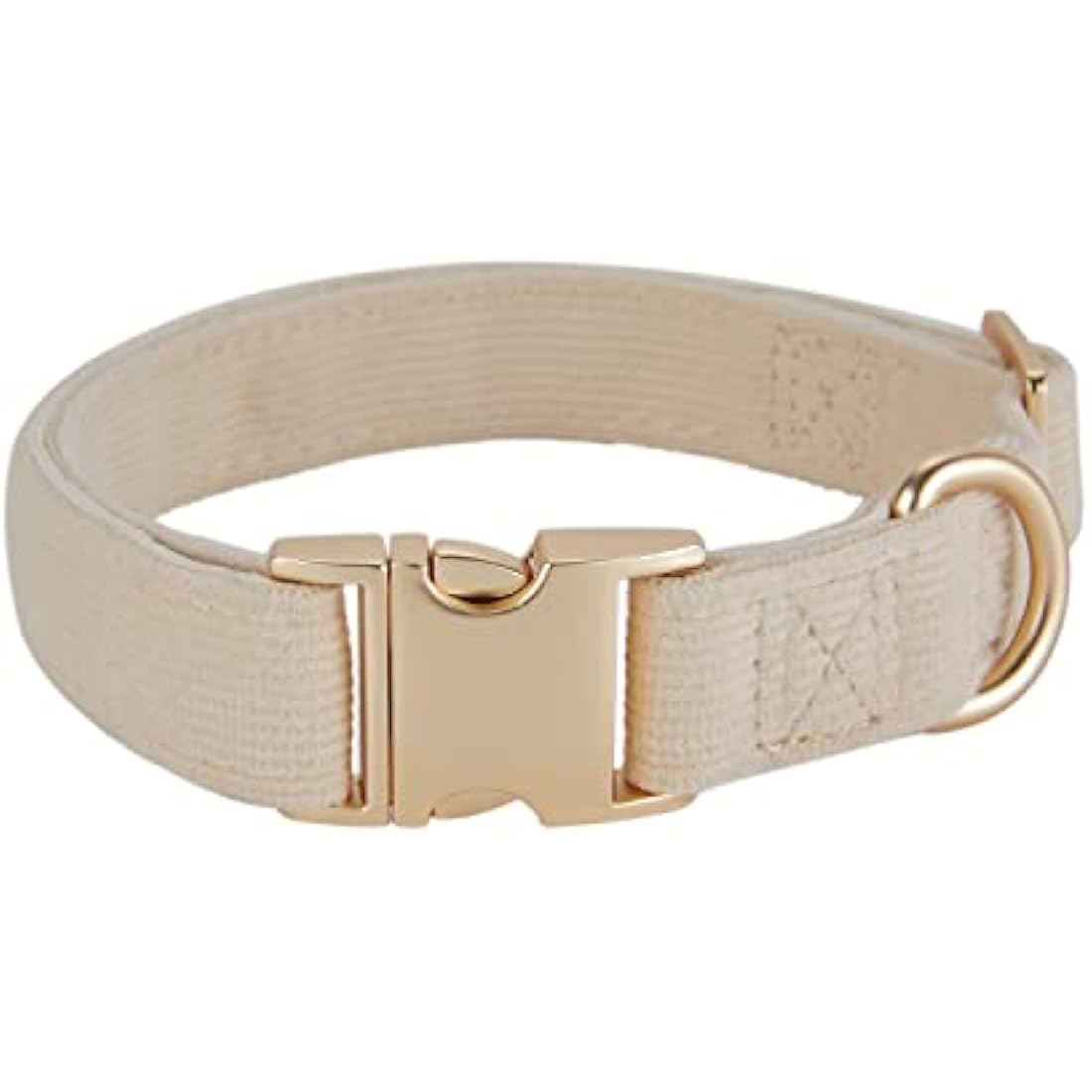 YUDOTE Ultra-soft Dog Collar Natural Cotton Corduroy Made for Medium Dogs with Sensitive Skin,Creamy White