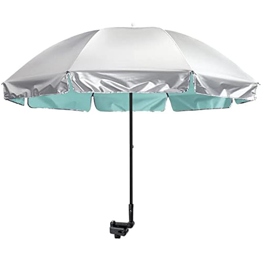 G4Free UPF 50+ Universal Clamp On Umbrella Adjustable Outdoor UV Protection Beach Chair Umbrella for Strollers, Wheelchairs, Patio Chairs, Golf Carts and Beach