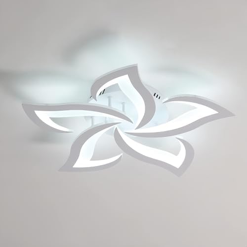 Comely Ceiling Lights Bedroom, LED Ceiling Lights 60W 6750LM, Cool White 6500K, Acrylic Petal Design Mordern Ceiling Lighting for Living Room Bedroom (Dia 60cm)