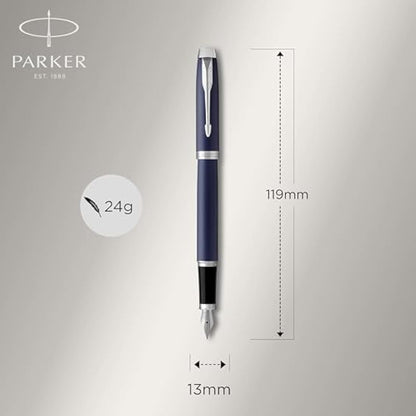 Parker IM Fountain Pen | Matte Blue | Medium Nib with Blue Ink Refill | Gift Box