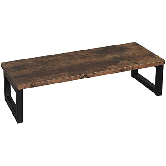 OROPY Wood Vintage Monitor Stand Holder, PC Laptop Computer Screen Riser, Desktop Storage Organiser Shelf for Home or Office, 55 x 23 x 14cm, Dark Brown