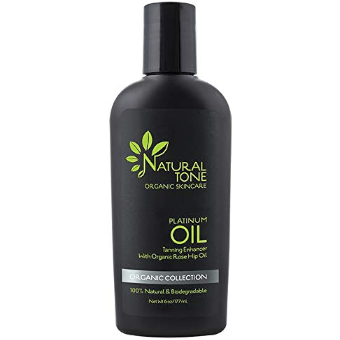 Natural Tone Organic Skincare Platinum Oil Tanning Enhancer 6oz - Deep Golden Tan with Macadamia, Rosehip & Coconut
