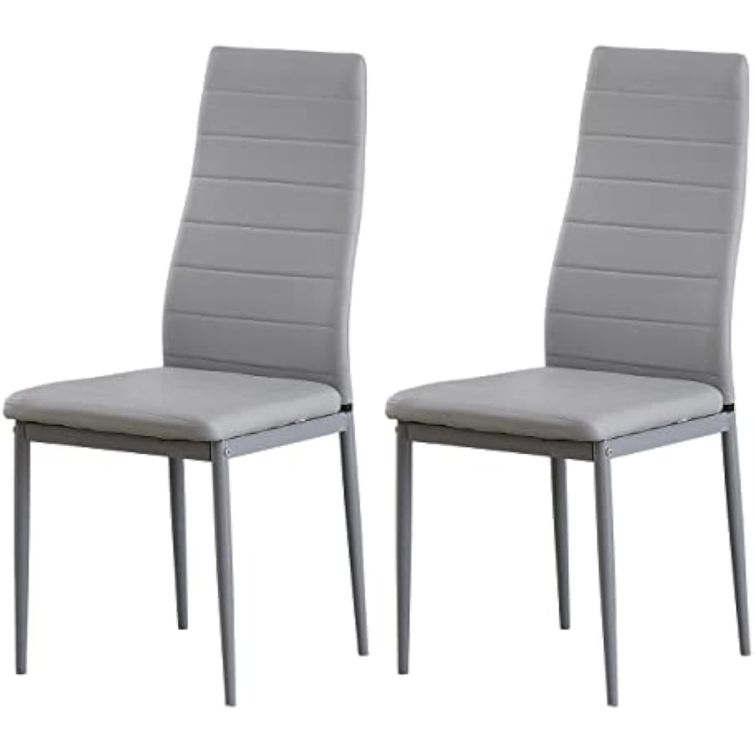 Redd Royal Set of 2 Dining Room Chair Kitchen Chairs Only Faux Leather Metal Legs Comfy Upholstered Padded Seat Modern Home Office Chairs for Party Restaurant Dinette (2 grey pu leather)