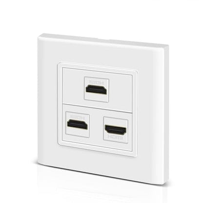 TNP HDMI Wall Plate (3 Port, White) HDMI Faceplate Socket Insert Jack Outlet Panel Mount Support 4K 60Hz HDR ARC/eARC Full HD 3D Ethernet High Speed Cable Extension Coupler f/Projector & Home Theater
