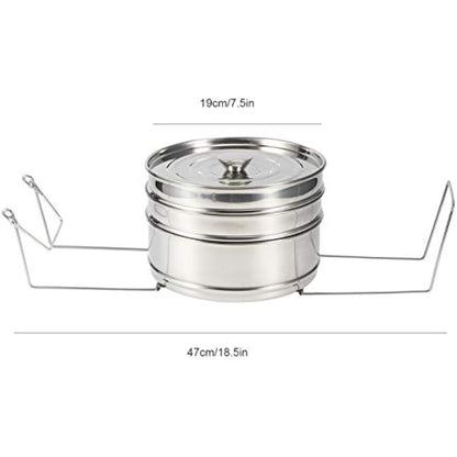 Ladieshow Stackable 3 Tier Stainless Steel Steamer Cooker Pot Set Cook Food Pressure Pot Accessories for Pressure Cooker, Upgrade Interchangeable Lids