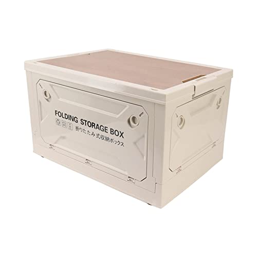 Qcwwy Foldable Camping Storage Box, Collapsible Storage Box, Strong Carrying Capacity, 50L, Large Capacity, Stackable Nicely for Picnic Gray White