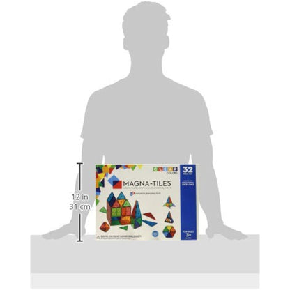 MAGNA-TILES Classic 32-Piece Magnetic Construction Set, Magnet Building Blocks, STEM Engineering Toys & Math Manipulatives, Preschool, Classroom, Playroom, Sensory Room Essentials