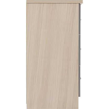 Seconique Nevada 6 Drawer Chest in Grey Gloss/Light Oak Effect Veneer