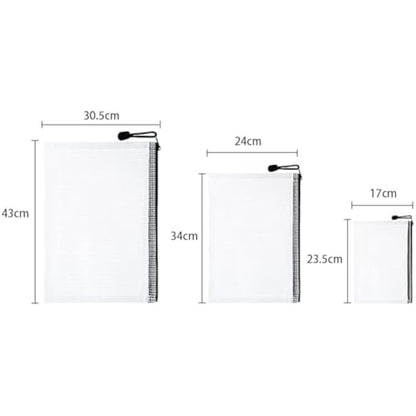 Vicloon Plastic Wallets, 15Pcs A3 A4 A5 Zip Lock Bags, Mesh Document Wallet Document Folders Plastic Pockets Zipper File Wallet for School Office Homework Travel Storage Bags (Color Zipper)