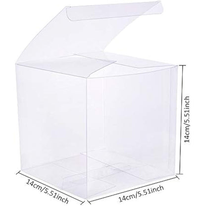 BENECREAT 10PCS Clear Wedding Favour Boxes 14x14x14cm Square PVC Transparent Gift Boxes for Candy Chocolate Birthday Party Gift Wrapping
