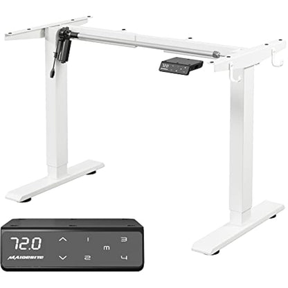 MAIDeSITe Height Adjustable Electric Standing Desk Frame Two-Stage with Heavy Duty Steel Stand up Desk Computer Desk with Automatic Memory Smart Pannel (White)