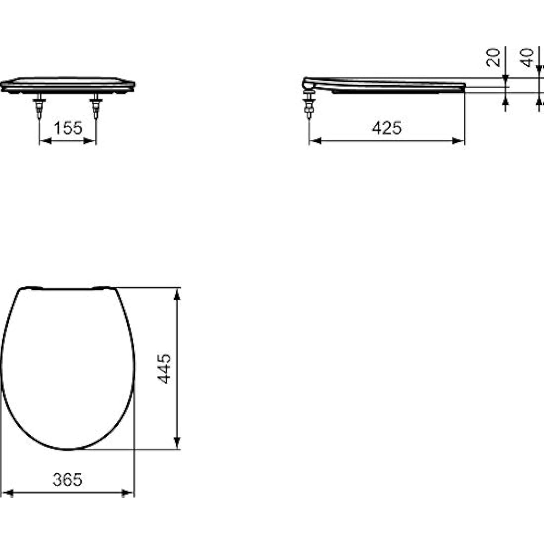 Armitage Shanks – Multi Suites Toilet seat and Cover, Sandwich Design, Universal Shape, UV-Resistant, Durable, Inclusive Hinge Set, Easy to Install, Scratch-Resistant duroplast, White Glossy