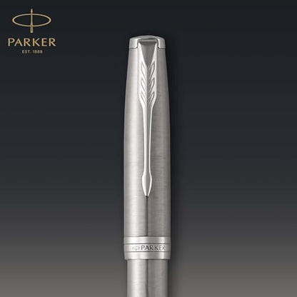 Parker Sonnet Fountain Pen | Stainless Steel with Palladium Trim | Medium Nib | Gift Box