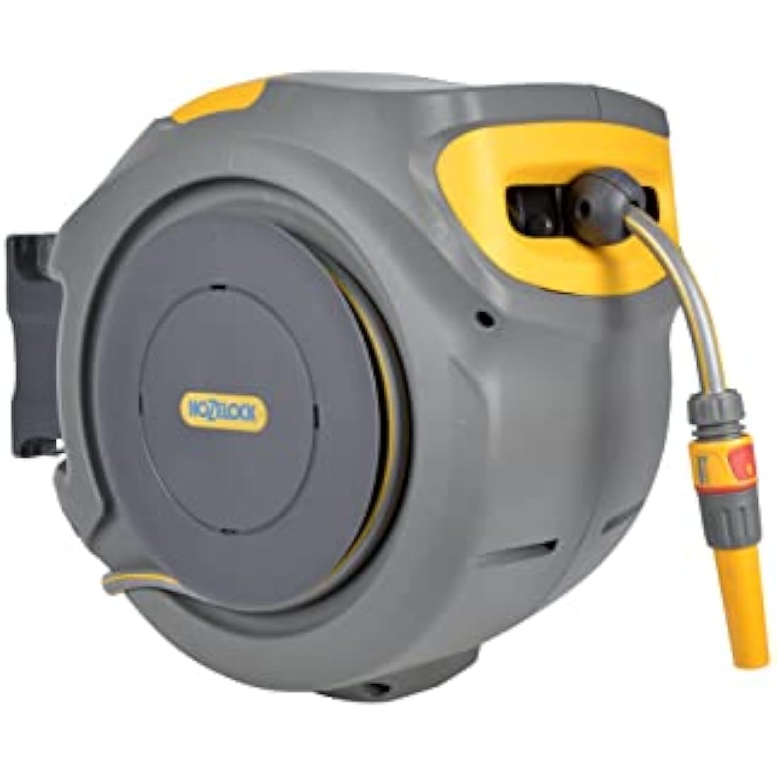 HOZELOCK - Auto Reel 30m wall-mounted hose reel : Easy to Install, Lock, Auto-rewind, Ready-to-use Reel With Nozzle, Fittings, Hozelock Hose and Accessories Included - 5 Year Guarantee* [2403 0000]