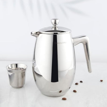 Easyworkz Nando Double Wall French Press Coffee Maker 700ml Stainless Steel Insulated Thermal Cafetiere