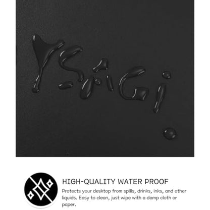 YSAGi Non-Slip Desk Pad, Waterproof PVC Leather Desk Table Protector, Ultra Thin Large Mouse Pad, Easy Clean Laptop Desk Writing Mat for Office Work/Home/Decor (60 x 35 cm, Black)
