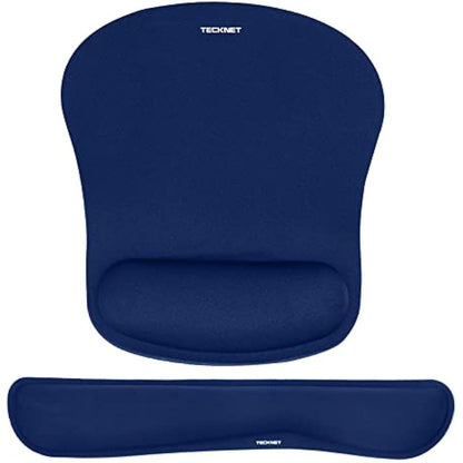 TECKNET Wrist Rest Mat, Keyboard and Mouse Wrist Support Pad Set, Comfortable Memory Foam Mouse Mat with Wrist Cushion Support, Anti-Slip Ergonomic Mouse Pad for Computer Laptop Working Gaming
