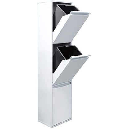 Arregui Basic CR301-B 3-Compartment Steel Trash and Recycling Bin | 3x17L (51L) | Kitchen Trash Bins | Recycling Bins for Home or Office | White