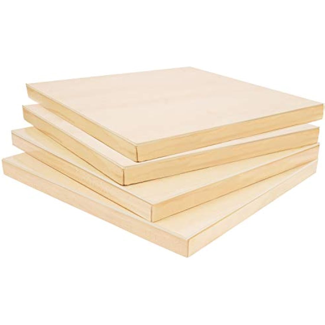 Belle Vous Unfinished Wooden Canvas Painting Boards (4 Pack) - 30 x 30cm / 12 x 12 Inches - Natural Basswood Panel - Mixed Media Cradle Panels for Encaustic Art, Paint Pouring & Crafts
