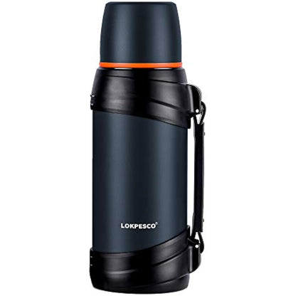 LOKPESCO Travel Flasks for Hot and Cold Drinks 2L/70oz, Stainless Steel Vacuum Insulated Flask, Thermal Carafe Flask, Hot Water Bottles with Drinking Mug for Hiking/Camping and More (Navy, 2L)