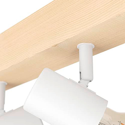 EGLO Townshend 3 ceiling lamp, 4 flame vintage ceiling spot in industrial design, retro lamp made of steel and wood, white, brown, E27 socket