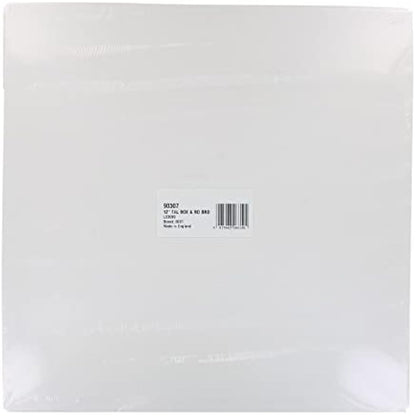 Culpitt 12" Round Silver Cake Drum Board & Tall White Box Combo, 12 x 12 x 12 Inch Square Box and Matching Circle Set for Tiered or Decorated Cake Transport