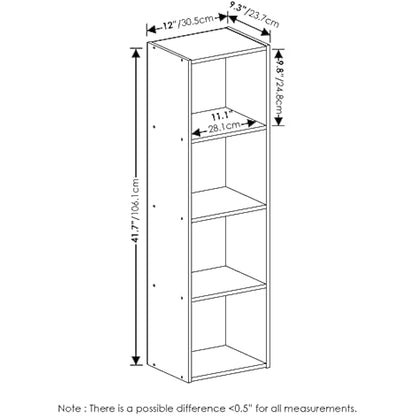 Furinno Pasir 4-Tier Open Shelf Bookcase, White