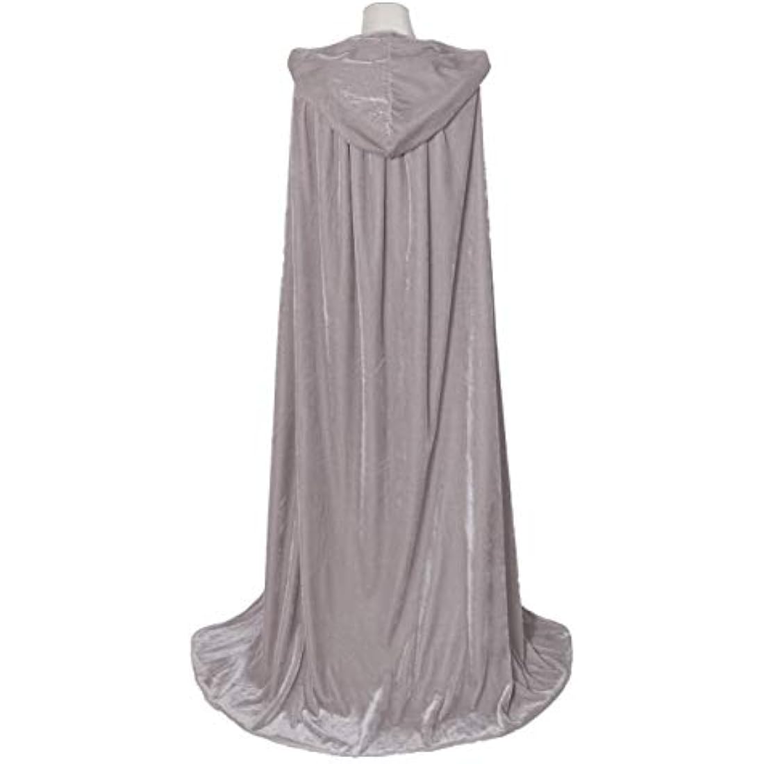 Txian Full Length Hooded Velvet Cloak Halloween Christmas Fancy Cape Costumes 59" (Silver gray)