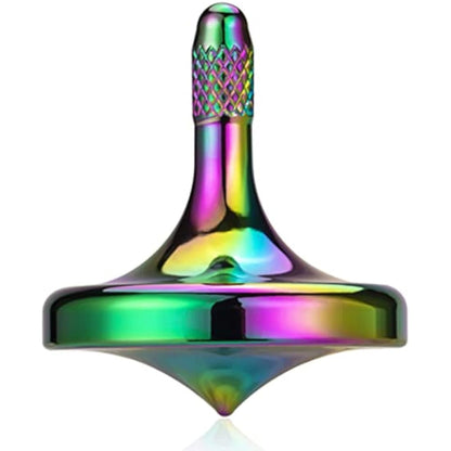 LOQATIDIS Precision Metal Spinning Top, Stainless Steel Spinner, Desktop EDC Toy Gyro for Adults, Perfect Balance, Easy to Use, Kill Time Efficiently, Spin Long Time Exceed 5 Minutes (Iridescent)