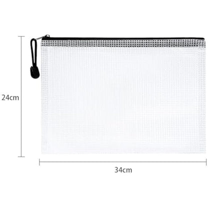 Vicloon Plastic Wallets, 10Pcs A4 Zip Lock Bags, Mesh Document Wallet Document Folders Plastic Pockets Zipper File Wallet for School Office Homework Travel Storage Bags (Color Zipper)