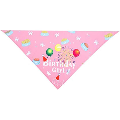 BIPY Dog 1st Birthday Hat Bandanas Set for Girls Small Medium Pets Pink Headdress Costumes Grooming Supplies for Party Celebration Decoration