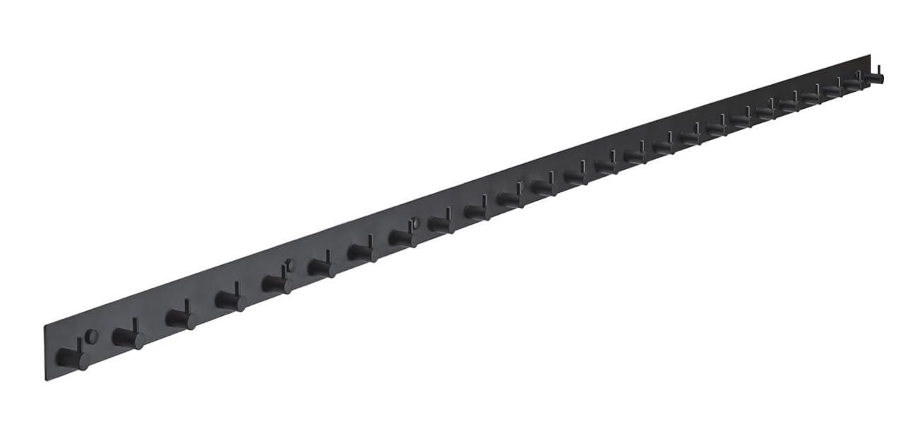 Brute Strength – Stainless Steel wall Coat Rack – Black – 25 Hooks · 172 cm