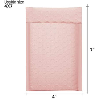 Switory 50Pcs Poly Bubble Mailers, 10.2x17.7cm Padded Envelopes Bubble Lined Wrap Polymailer Bags for Shipping Packaging Mailing Self Seal, Pale Pink (Outside Size: 10.2x22.3cm)