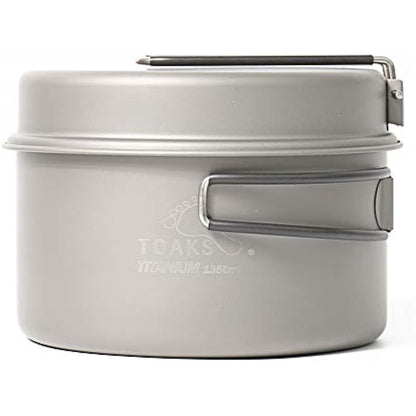 Toaks titanium outdoor camping pan, hiking cookware, backpacking cooking picnic bowl, pot pan set, 1350ml