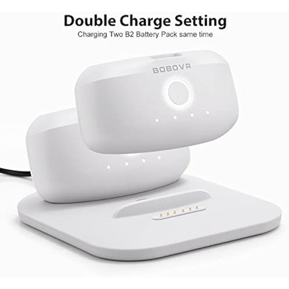 BOBOVR Twin Charger Station/Dock for B2 Battery Pack, Ultra-Thin Design, Magnetically Supply Power to 2 B2 Battery Packs at The Same Time