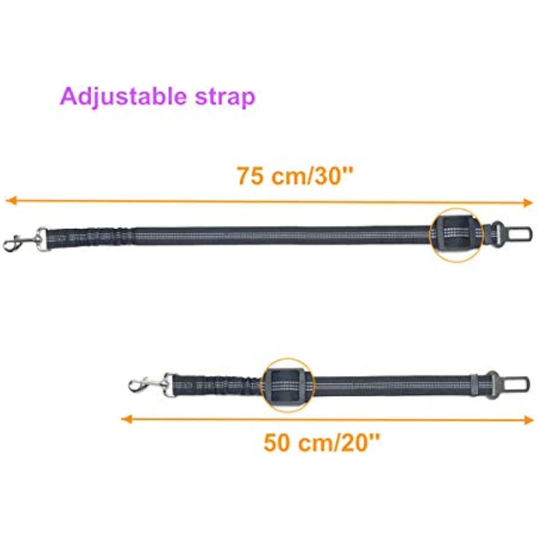 GoBuyer Dog Car Seat Belt for Pet Dogs Safety Harness Travel Accessories in UK, with Adjustable Heavy Duty Nylon and Anti Shock Elastic Bungee Buffer (Orange, Pack of 2)