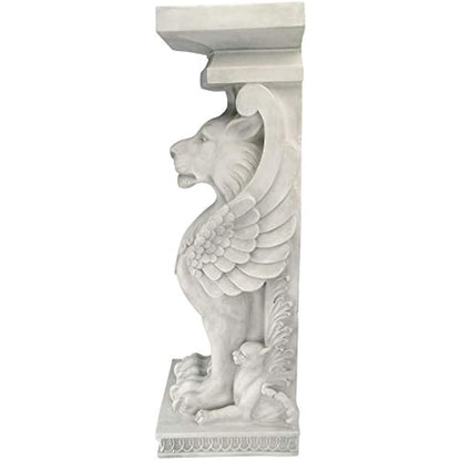 Design Toscano JE122391 Trapezophoron Winged Lion Pedestal Column Plant Stand, Polyresin, Antique Stone, 78.5 cm