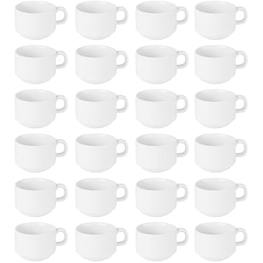 Olympia Athena Stacking Cups 200 ml / 7 oz (Pack of 24), White Porcelain, Teacups and Coffee Cups, Catering Equipment, Chip Resistant, Fits Saucer CC202, Microwave / Dishwasher Safe, CC200