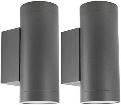 Klighten 2 pcs Outdoor Wall Light IP65 Up Down Outdoor Indoor Wall Lighting Modern Aluminum Wall Lamp for Garden Entrance Corridor Courtyard, Socket GU10, Bulb not Included, Dark Gray