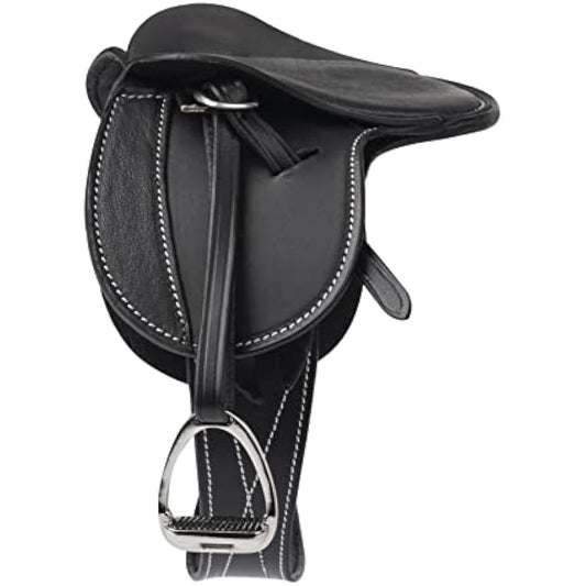 LeMieux Toy Pony Saddle - Black - Fine Grain Leather - Suitable for Ages 8 Years +