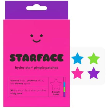 Starface World Party Pack Big Pack Hydro-Stars, Colorful Hydrocolloid Pimple Patches, Absorb Fluid and Reduce Redness, Cute Star Shape (96 Count)