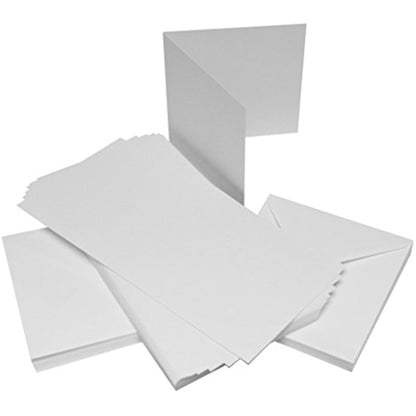 Craft UK W101 6 x 6 inch Hammered Card and Envelope pack of 50 - White
