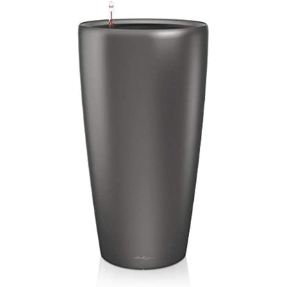 Lechuza RONDO 32 Self Watering Planter Large Plastic Indoor and Outdoor Plant Pot with Drainage Hole D40 H75 cm Charcoal Metallic