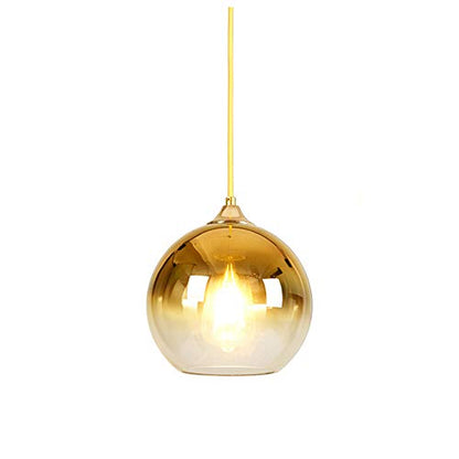 MZStech Spherical Gradient Color Glass Pendant Light Modern Glass Globe Lamp Chandelier Hanging Light (Gold, 30cm)