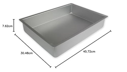 PME OBL12183 Aluminium Oblong Cake Pan 12 x 18 x 3-Inch Deep , Silver